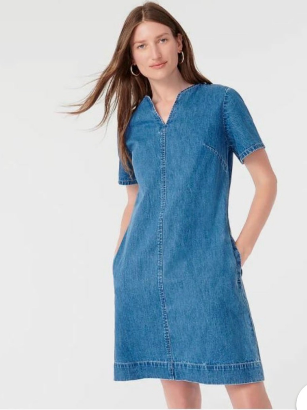 J. Crew Denim Short-Sleeve Shift Dress - Indigo Blue